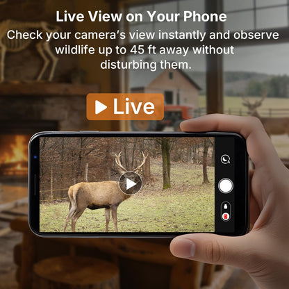 GardePro A80 WiFi Trail Camera (Non-Cellular), 4K Video & 64MP Photo, Live View, No-Glow IR Night Vision, Motion Detection