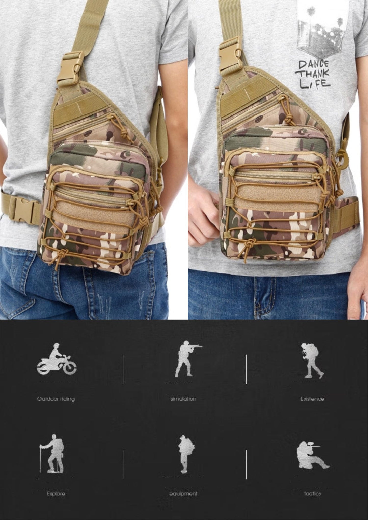 RELITRK Tactical Backpack,Small Backpack and Sling Bag for Men,Crossbody Bag Men,Military Rucksack.