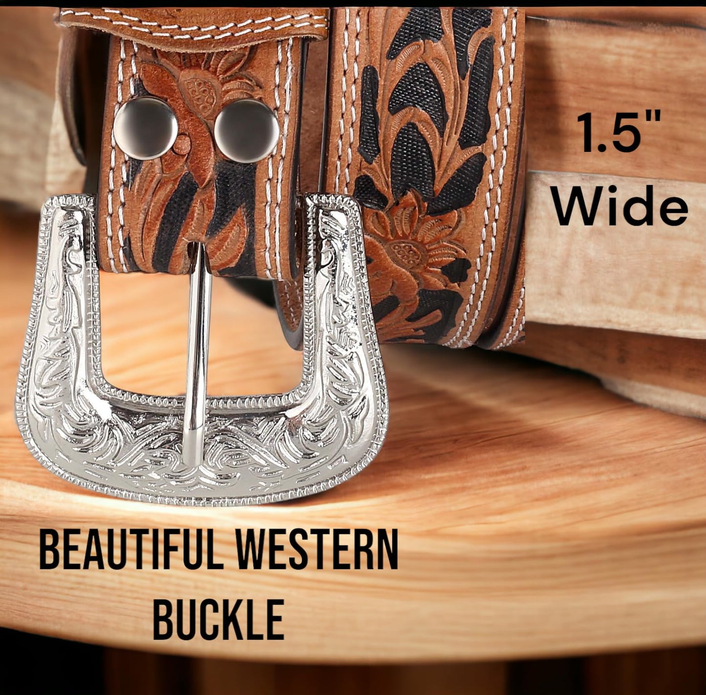 F&L CLASSIC mens Western full grain Leather belt Strap w/Snaps for Interchangeable Buckles, USA,7-941-04-size 36