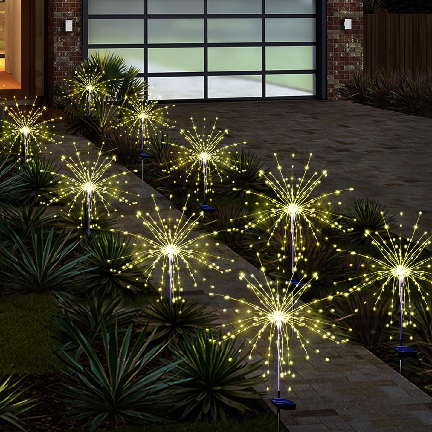 SolarEra Solar Garden Firework Lights, 4 Pack, Waterproof, 120 LED, Outdoor, Warm White, Pathway, Patio, Party Decorations