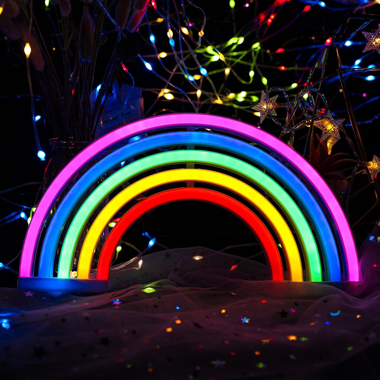 ENUOLI Rainbow Neon Light Signs Wall Decoration USB Powered or Battery Night Light LED Neon Decor Sign Lamp for Dorm Room Bedroom Table Christmas Party Birthday Party Wedding Kids Room Kids Gift