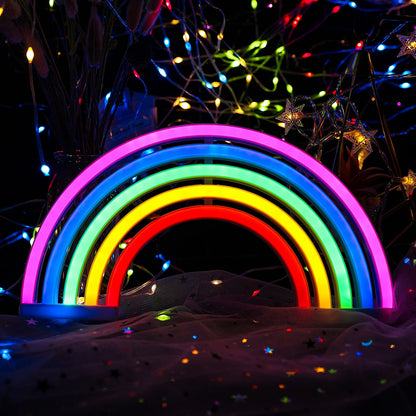 ENUOLI Rainbow Neon Light Signs Wall Decoration USB Powered or Battery Night Light LED Neon Decor Sign Lamp for Dorm Room Bedroom Table Christmas Party Birthday Party Wedding Kids Room Kids Gift