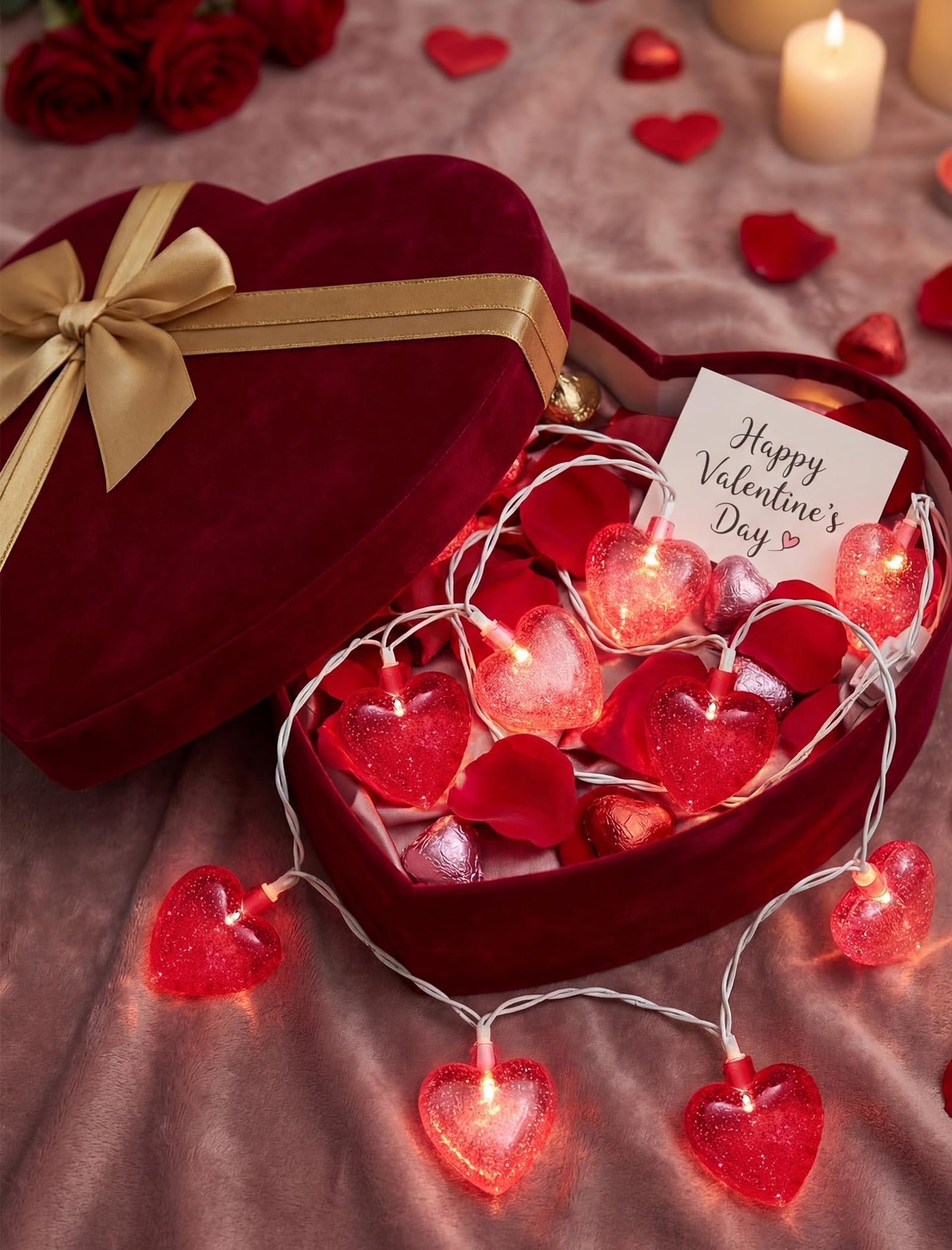 GOOTHY Heart String Lights, 8.5Ft Valentine's Day Decorations String Lights with 10 Pink and Red Heart Lights, Plug in Heart Fairy Lights for Bedroom Home Wedding Indoor Outdoor Valentine's Day Decor