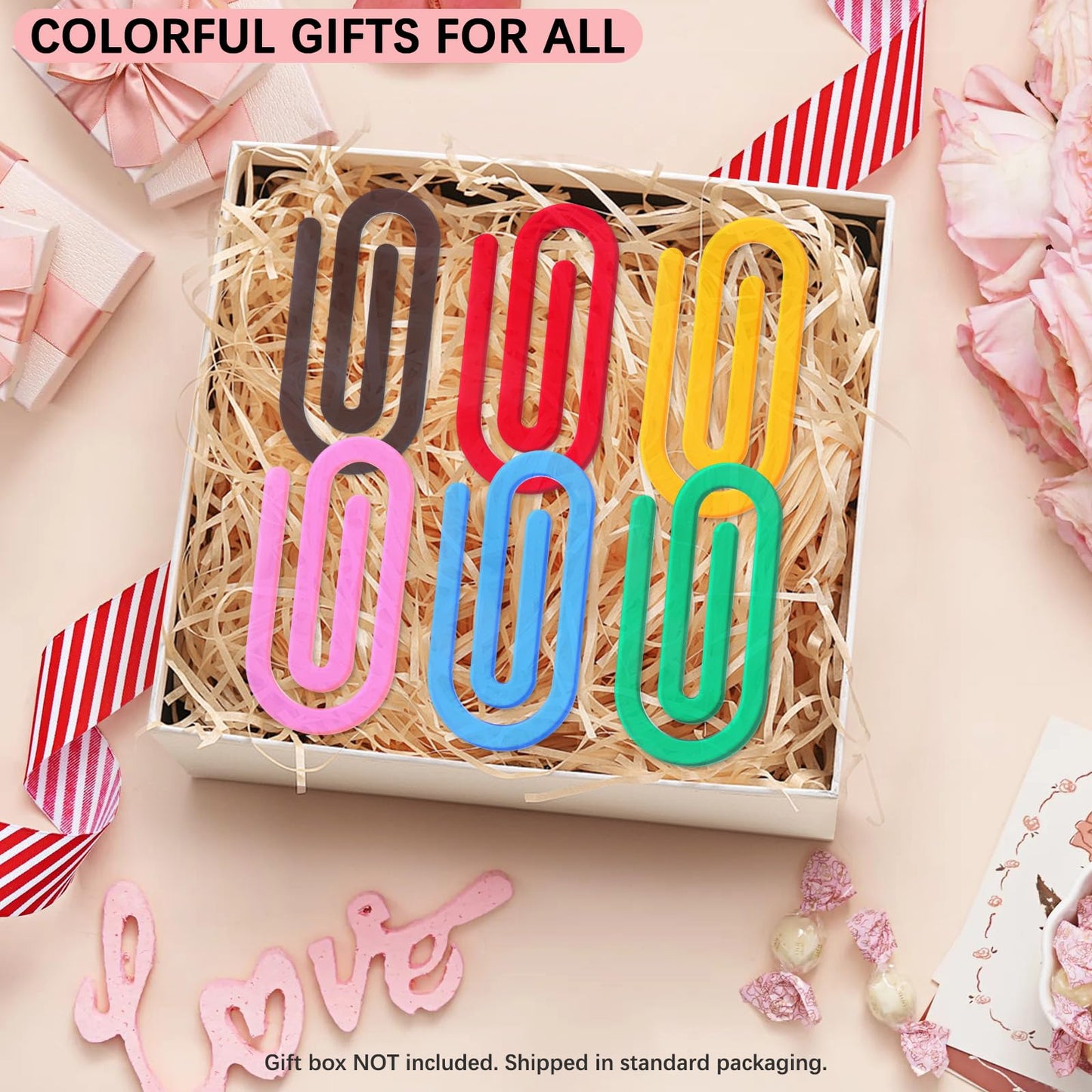 Teacher Appreciation Gifts, 12 Pcs Jumbo Acrylic Paper Clips, Translucent, Classroom & Office Supplies, Back to School Gifts for Teachers & Students, Desk Org & DIY Charms & Accents & Bookmarks