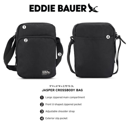 Eddie Bauer Jasper Crossbody Bag with Zippered Main Compartment and Adjustable Shoulder Strap