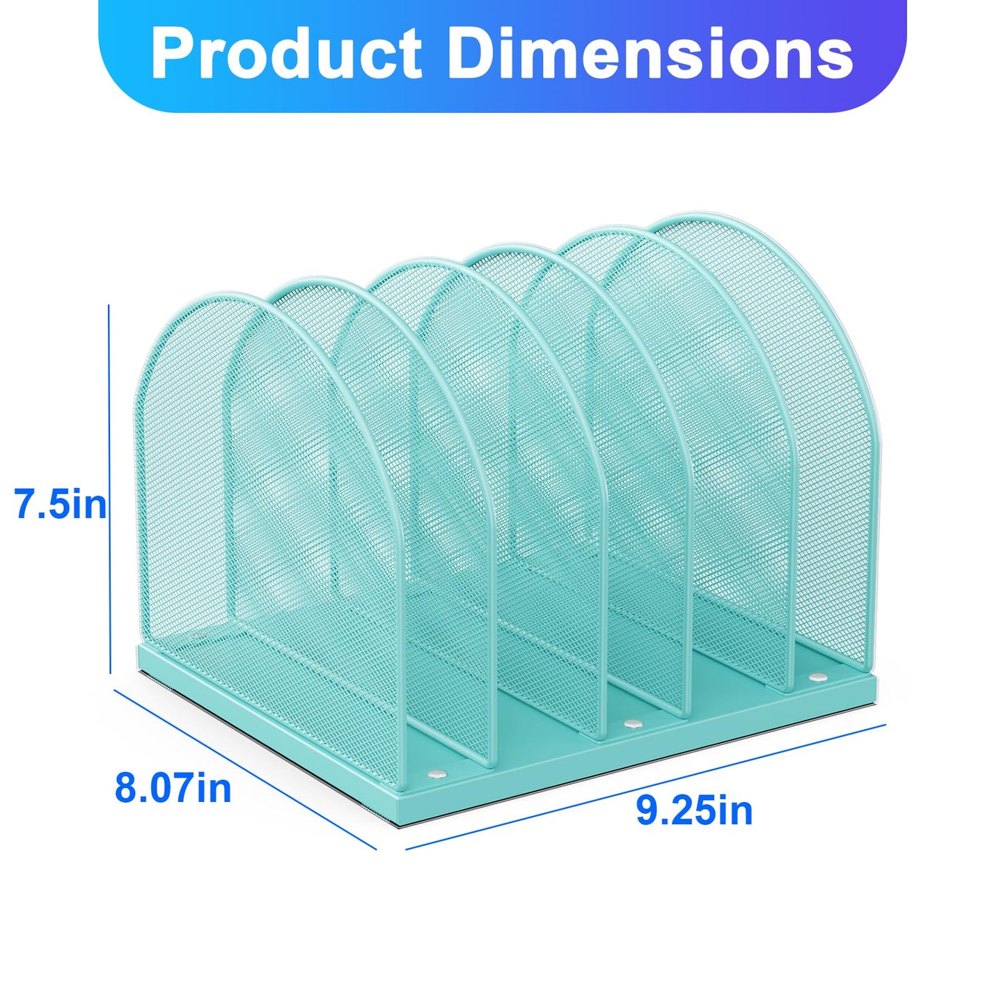 gianotter Desktop File Organizer, Desk Organizer with 5 Compartments, Paper Organizer for Desk, Workspace Organizers for Office Supplies (Blue, Upright Style)