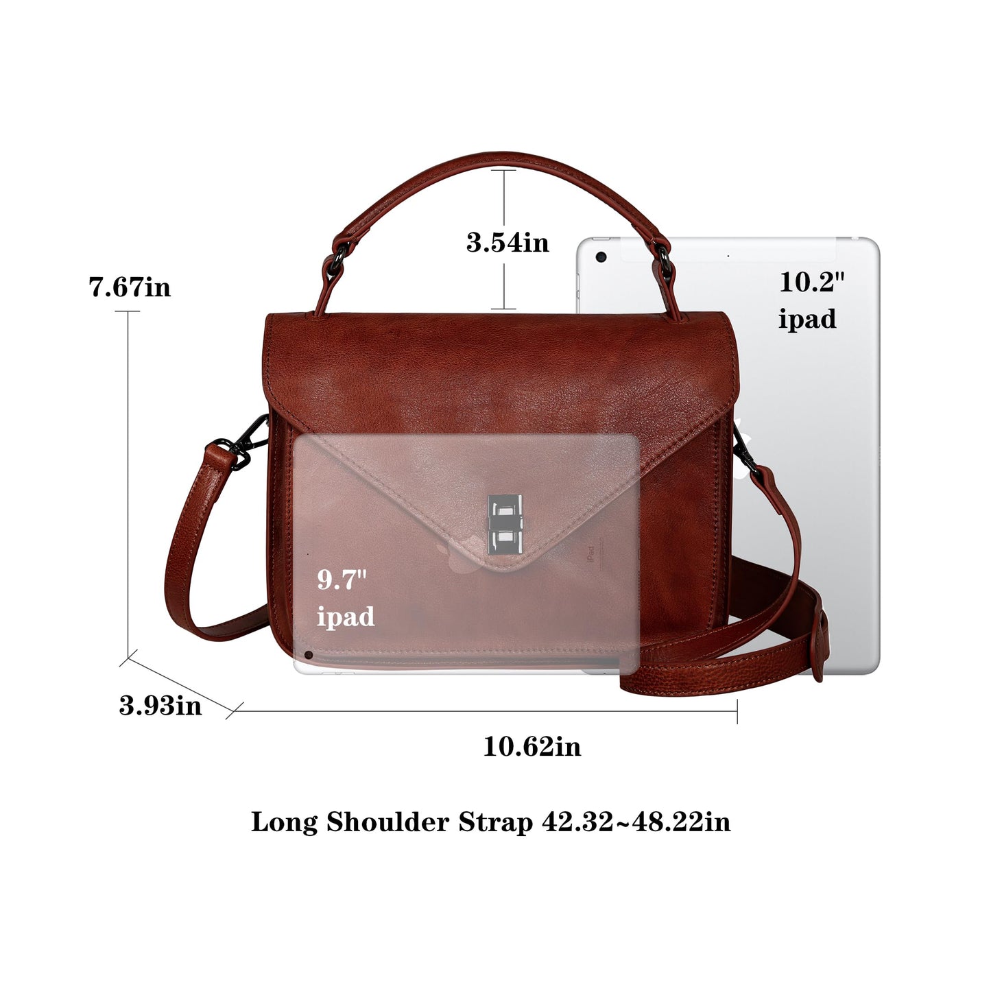 HESHE Leather Purses for Women Shoulder Handbags Satchel Hobo Crossbody Purse Tote Top Handle Bags (Brown)