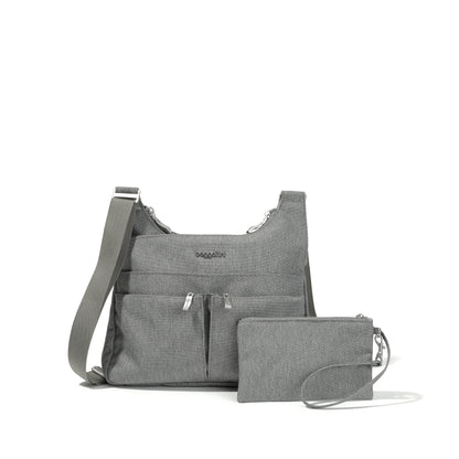Baggallini Cross Over Crossbody Women 11x8.5 Medium Travel Bag Lightweight Water-Resistant Nylon Organized Handbag Purse