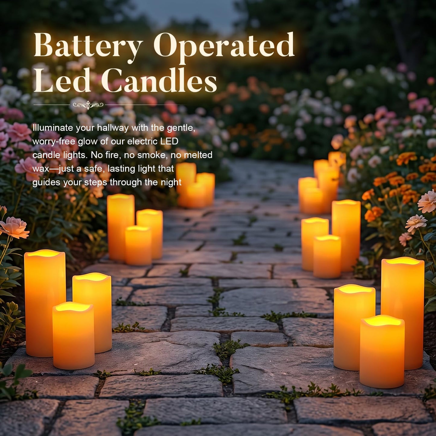 5plots 4"×10" Large Outdoor Waterproof Flameless Candles Ivory White with Timer & Remote, Battery Operated LED Flickering Pillar Candles for Patio Porch Halloween Christmas Lantern, Set of 2