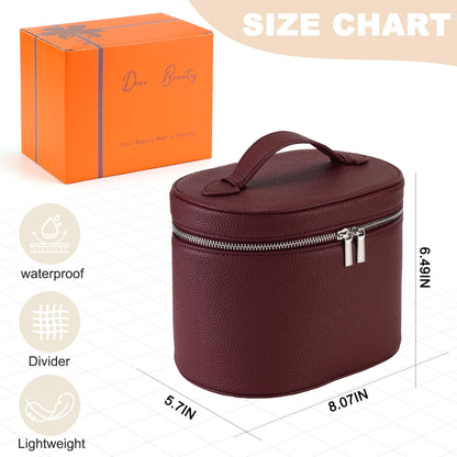 UUYUUY Makeup Bag Vanity Case Cosmetic Bag with Removable Divider Travel Toiletry Bag for Women Portable Make up Box Organizer, Burgundy