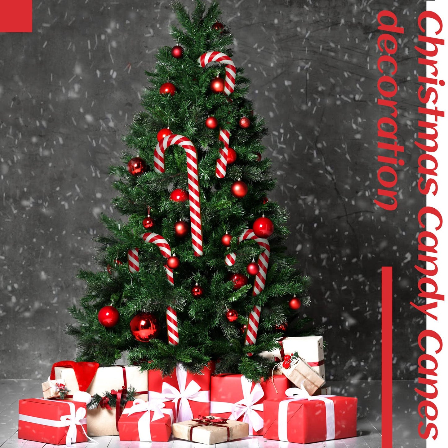 Large Size 4 Pcs 11.8 Inch Christmas Large Candy Canes for Tree Decorations Red and White Giant Candy Cane Props Bulk Xmas Hanging Ornaments Rustic Wood Flat for Party Supplies DIY Crafts Photoshoot