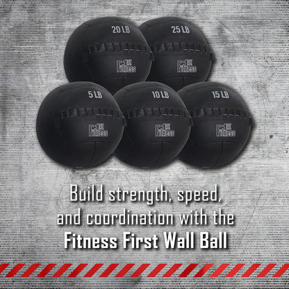 Fitness First Wall Ball – Grippable Padded Medicine Ball for Functional Strength Training, Speed, Coordination & Conditioning, Multiple Weight Options for Progressive Resistance, 5 lbs