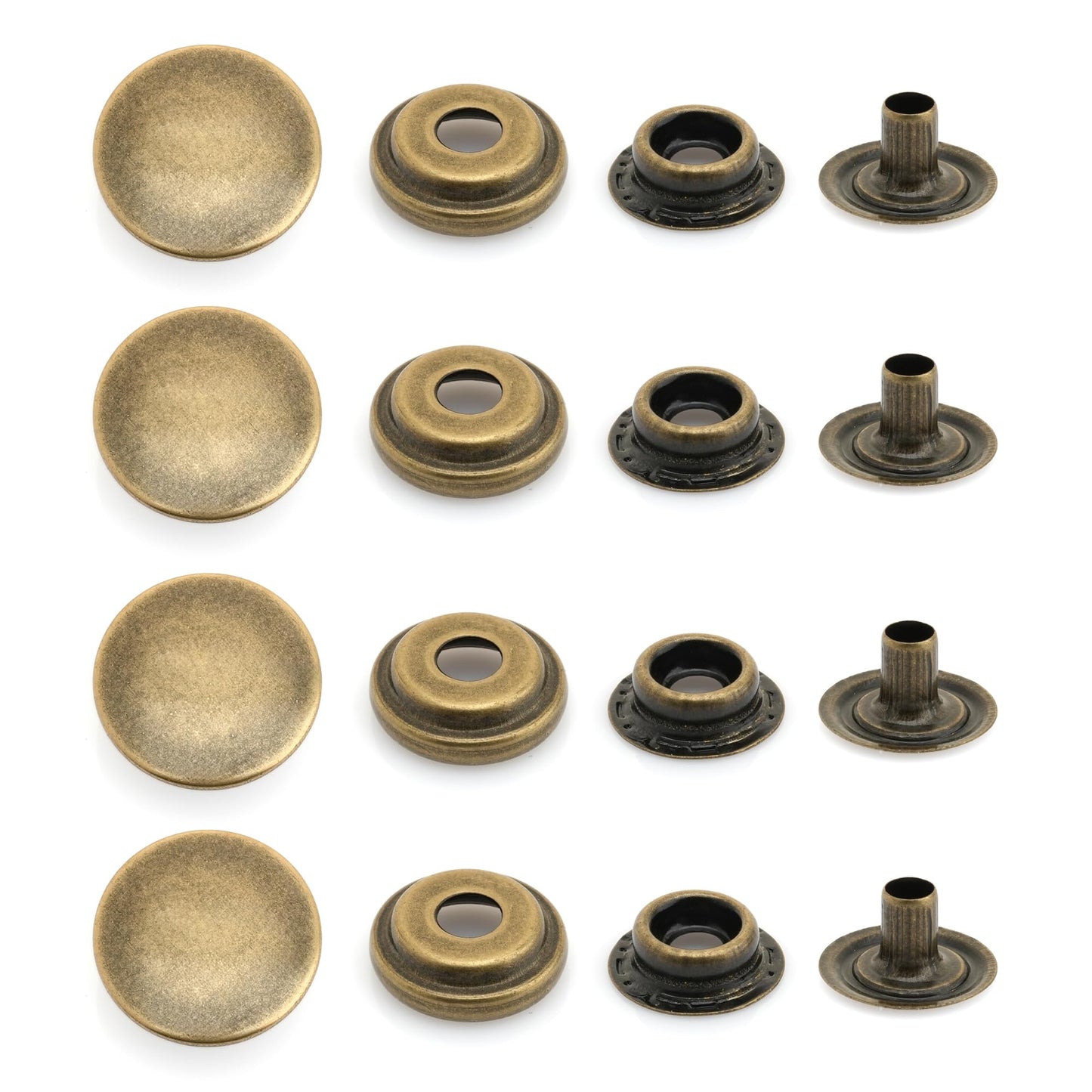 CRAFTMEMORE 50 Sets Antique Brass Snap Fasteners Ring-Socket Press Studs for Jacket Bag Canvas Closures #201 VT47 (12mm (0.47"))