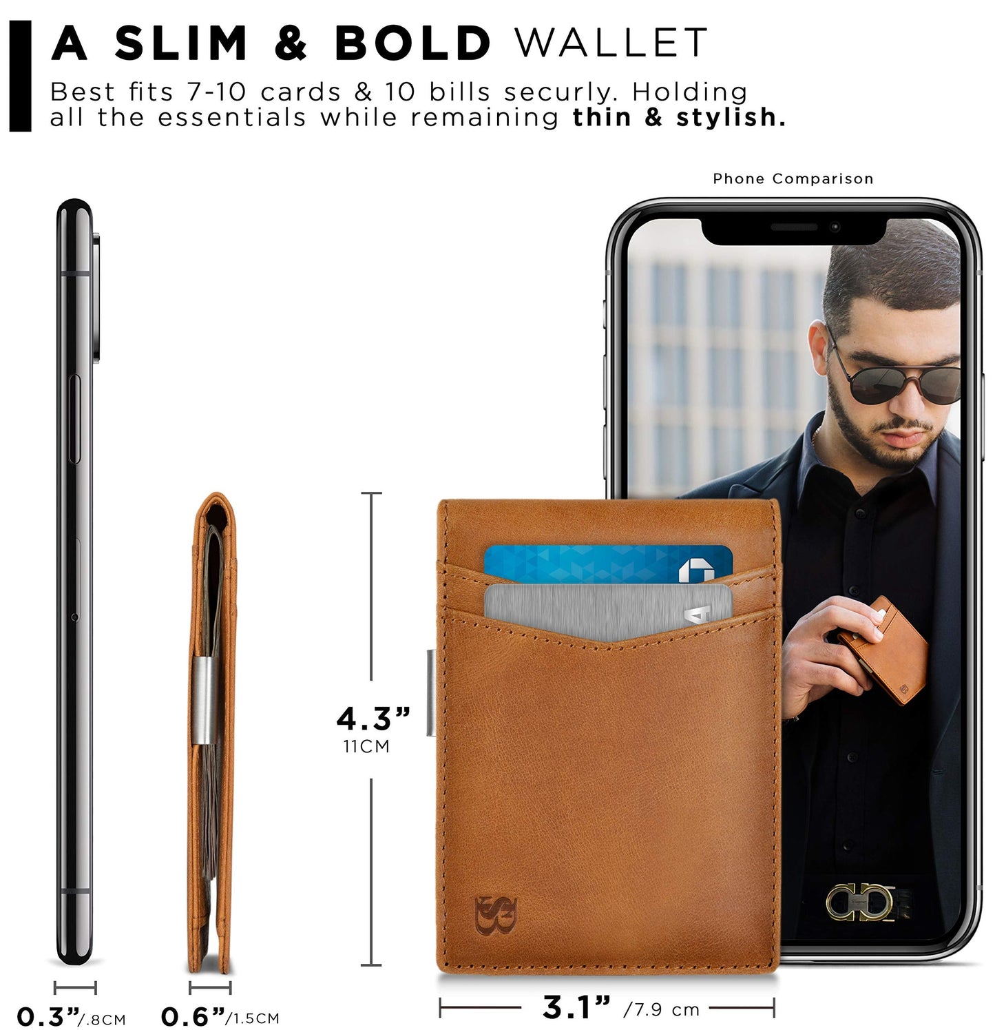 SERMAN BRANDS Money Clip Wallet - Mens Wallets slim Front Pocket RFID Blocking Card Holder Minimalist Mini Bifold (California Desert Transformer)