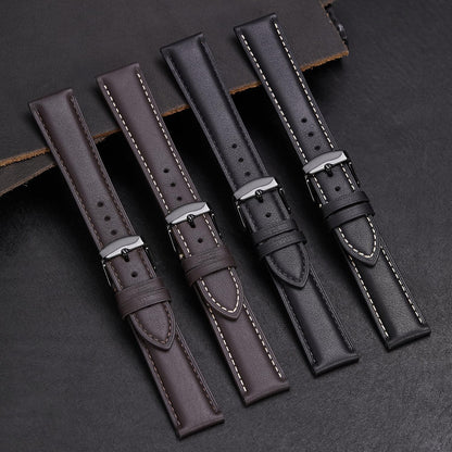 Afany Leather Watch Band 18mm for Men and Women, Quick Release Watch Strap, Black Replacement Watchband