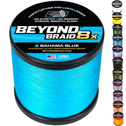 Beyond Braid Braided Fishing Line - Bahama Blue 8X - No Fade - 300 Yards 15LB