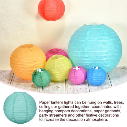 MECCANIXITY 3PCS Paper Lanterns Decorative, 12 Inch Blue Round Hanging Ball Lantern Chinese Lanterns for Home Decor, Birthday, Wedding,Christmas Party