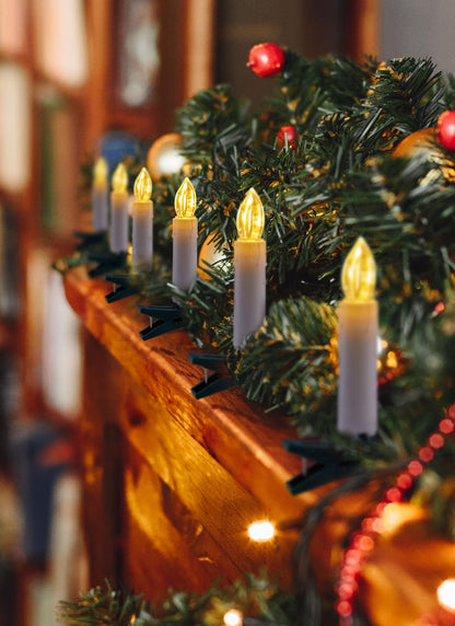 Christmas Tree Candle String Lights Plug in, 50 LED Flameless Candle Lights with Clips, 48Feet Candle Twinkle Lights for Xmas Tree Festive Holiday Seasonal Celebration Decoration, Warm White