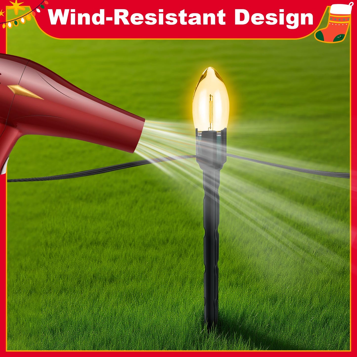 60 Pcs 7.5 Inch Christmas Light Stakes, Christmas Yard Stakes for C7 C9 Christmas Lights, Garden Path Walkway Holiday Decorations(Black)