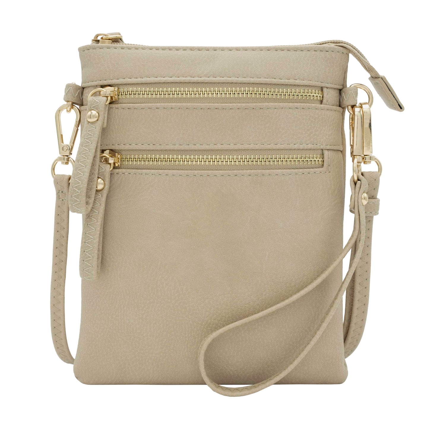Solene Women's Faux Leather Organizer Multi Zipper Pockets Handbag With Detachable Wristlet Crossbody Bag-WU002(Brick)