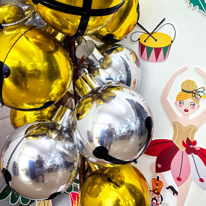 18inch DIY Bell Ornaments Foil Balloon Christmas 10Pack Gold Silver Bell Each 5Count - Inflatable Balloon Ball Hanging Ornaments for Holiday Indoor Display Xmas Tree Decoration (Bell Gold & Silver)