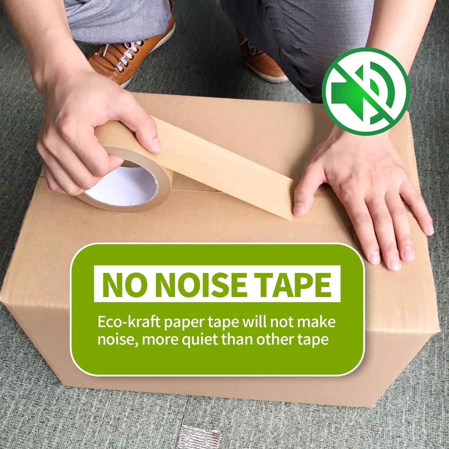 TAPEBEAR Eco-Friendly Kraft Paper Tape, Biodegradable Kraft Paper Tape, Recyclable Writable Packing Tape, Non-Coated Surface for Masking, Sealing, 2inch x 60yards, 6Rolls