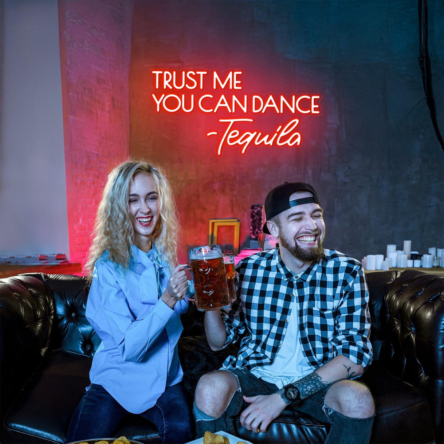 Kavaas Trust Me You Can Dance - Tequila Neon Sign, Neon Bar Signs for Home Bar Decor, Man Cave Pub Party - Best Gifts for Tequila Lover, Husband, Father, Birthday, Christmas