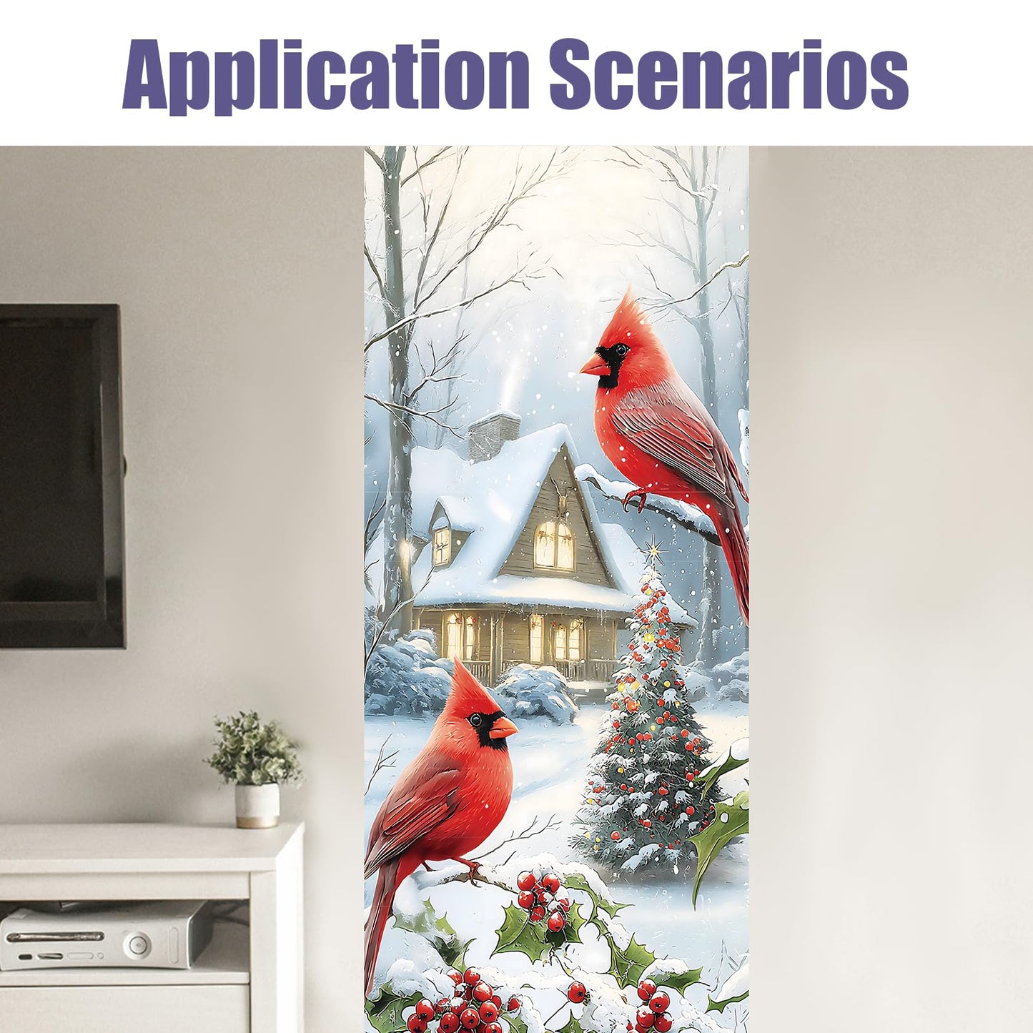 PLIGREAT 15 Strips Christmas Stair Decals, Peel and Stick Bird Xmas Tree Stair Riser Stickers for Steps 7.1"x39"Self-Adhesive Vinyl Retro Farmhouse Staircase Murals Decor for Home Hotel