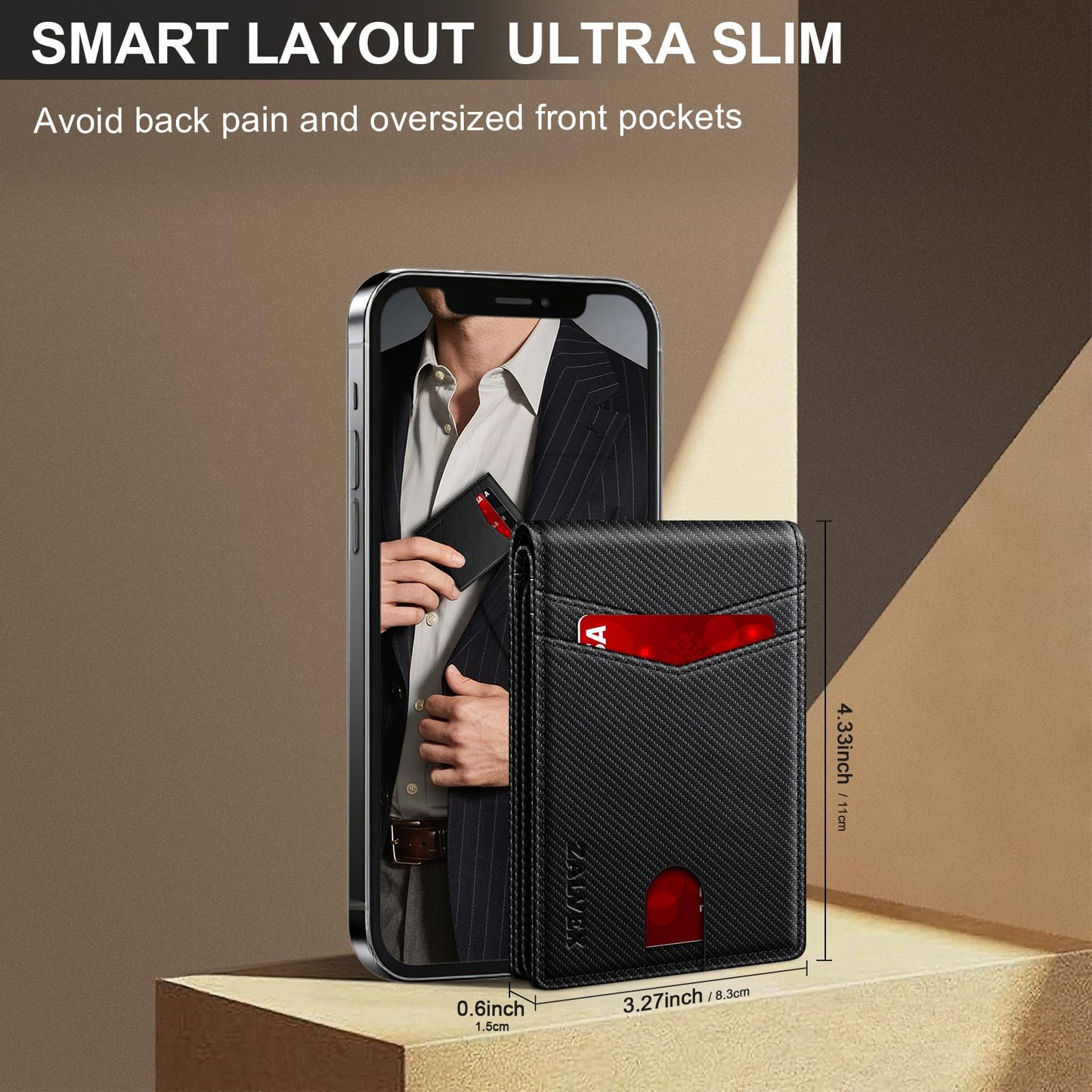 Wallet for Men Slim RFID Blocking Leather Credit Card Holder Wallet for 14 Cards, Bifold Minimalist Thin Wallet with 2 ID Windows & Cash Slot, Front Pockt Carteras Para Hombres, Birthday Gifts for Men