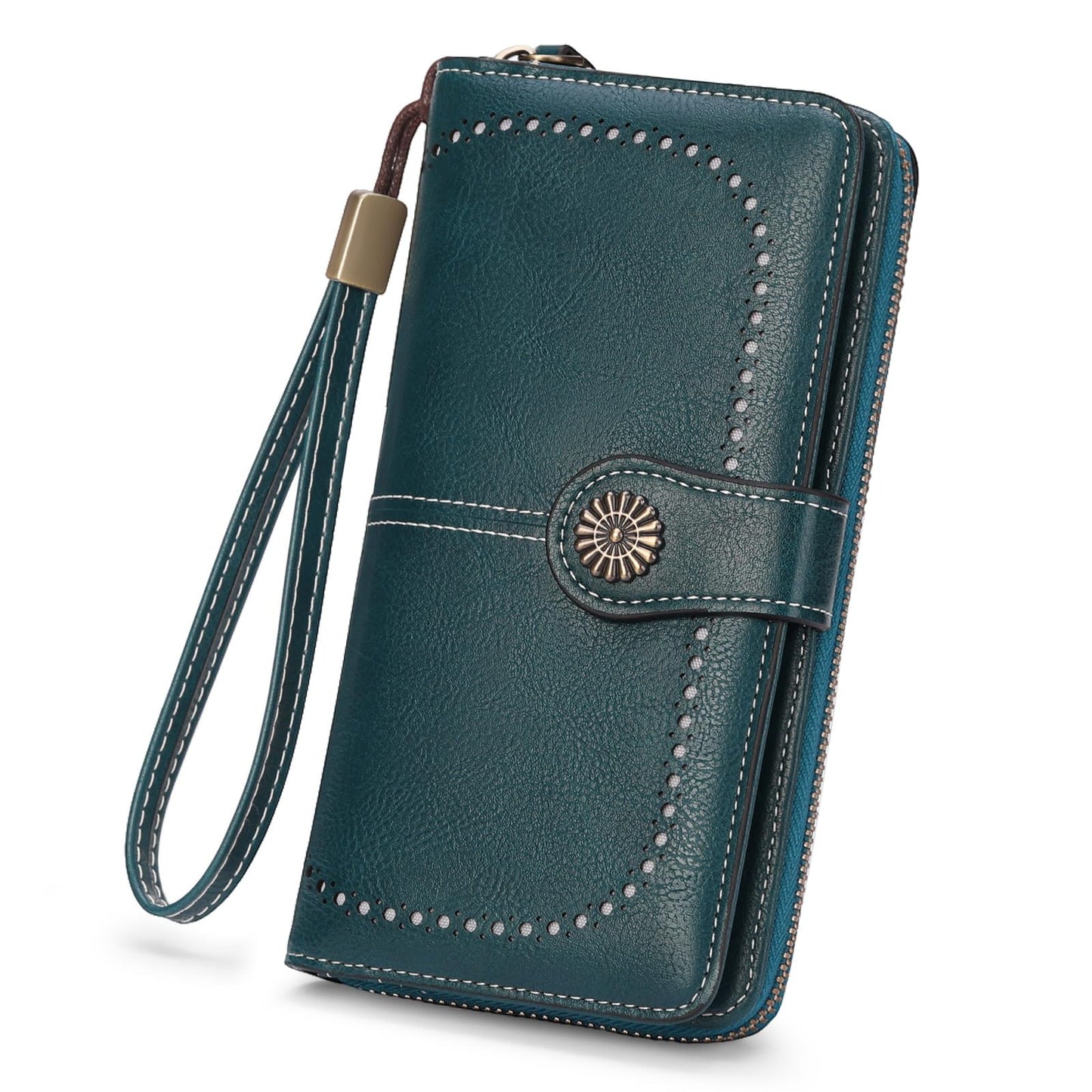 BVEOGMRO Wallets for Women Leather Credit Card Holder with RFID Blocking Holder Bifold Wristlet Clutch Wallet
