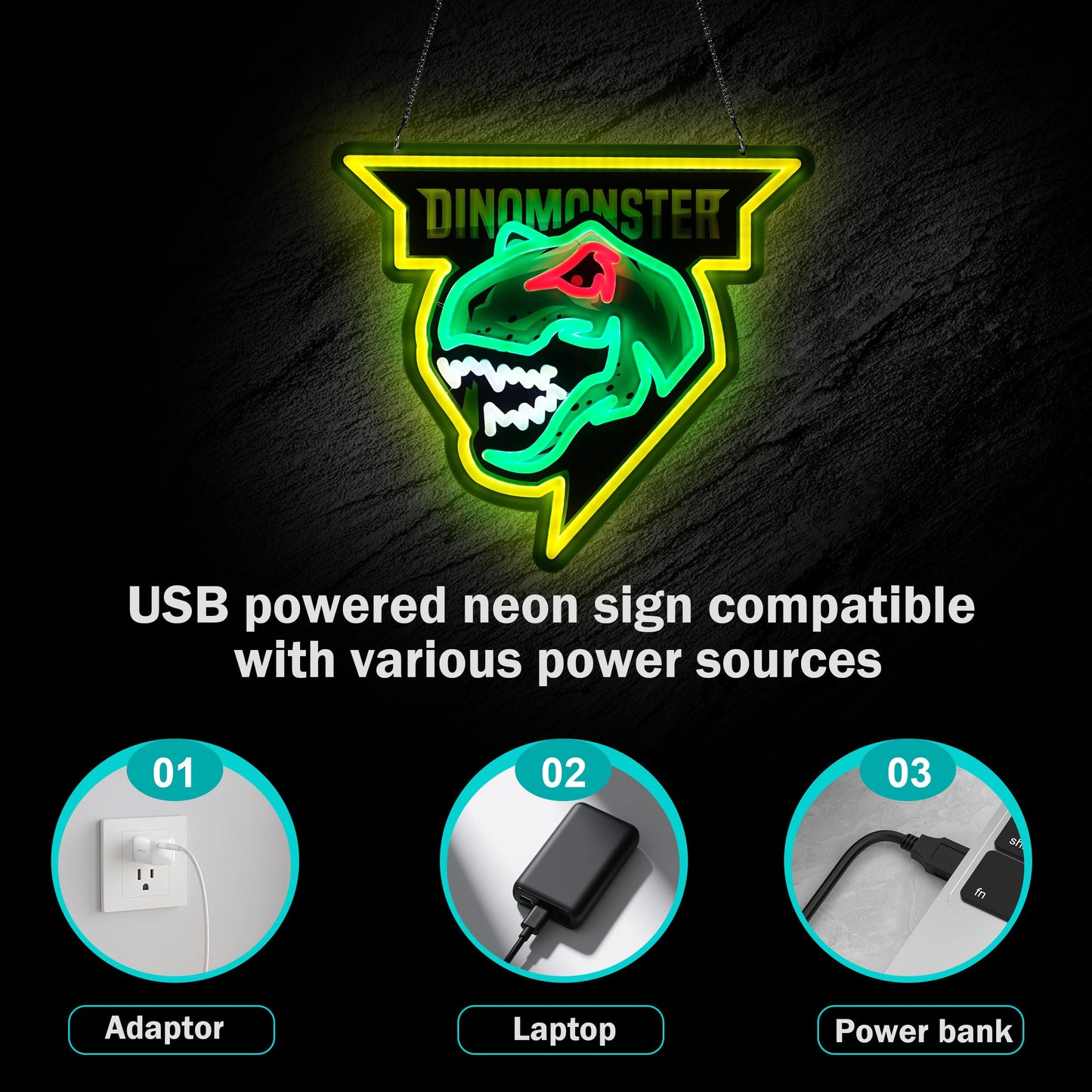 LIUISNEO Dinosaur Neon Sign,Innovative Integral Forming Process,With Dimmable Switch For All Holiday Party and Home Decoration