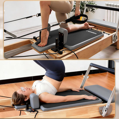 TOBWOLF Pilates Reformer Mat, 39" x 24" Non-Slip Suede Cover, Black