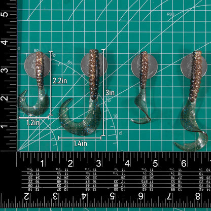 Dr.Fish 15 Pack Grub Soft Fishing Lures, 2.2 inch Soft Plastic Baits Worm Swimbaits Ribbon Tail Shad Bait for Freshwater Bass Fishing Lures Crappie Walleye Panfish Yellow and White