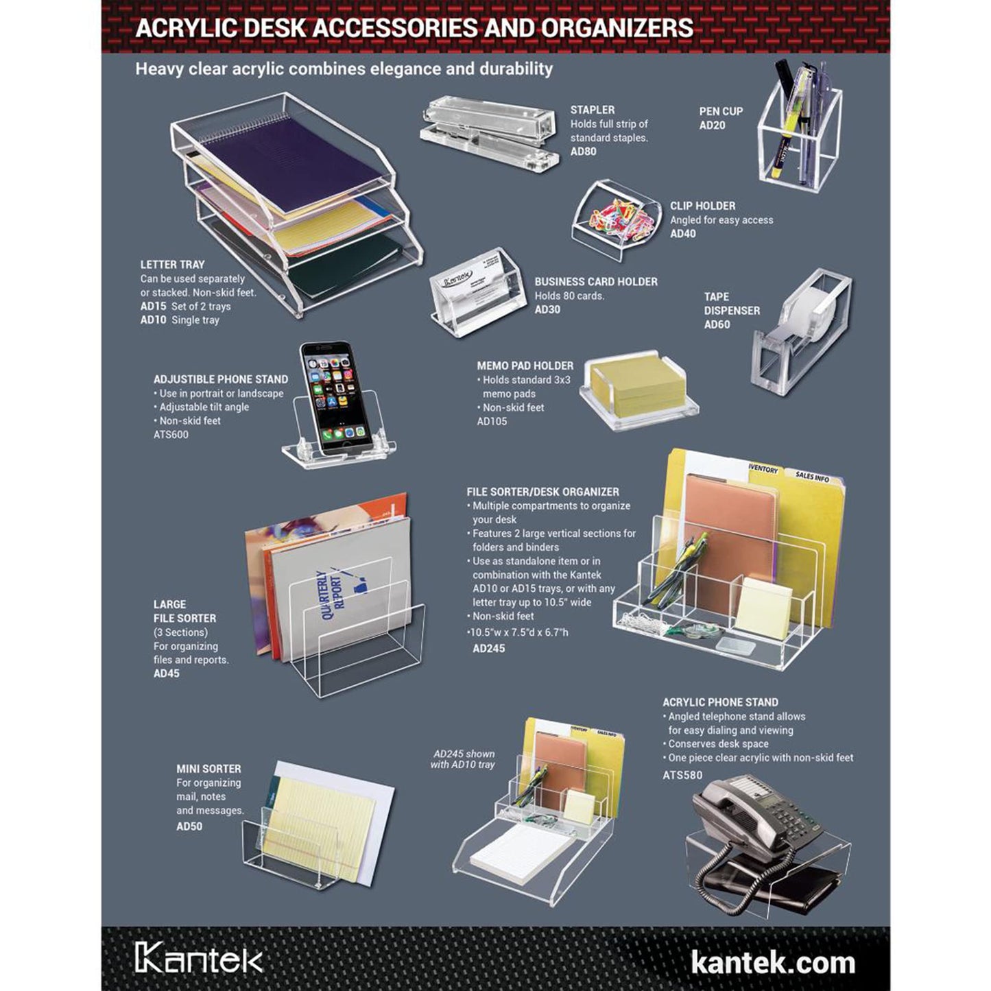 Kantek Clear Acrylic Sticky Note Dispenser, 3"x3" Note Pad Holder, 3.9" x 3.9" x 1.5", Office Memo Organizer, Desk Accessory