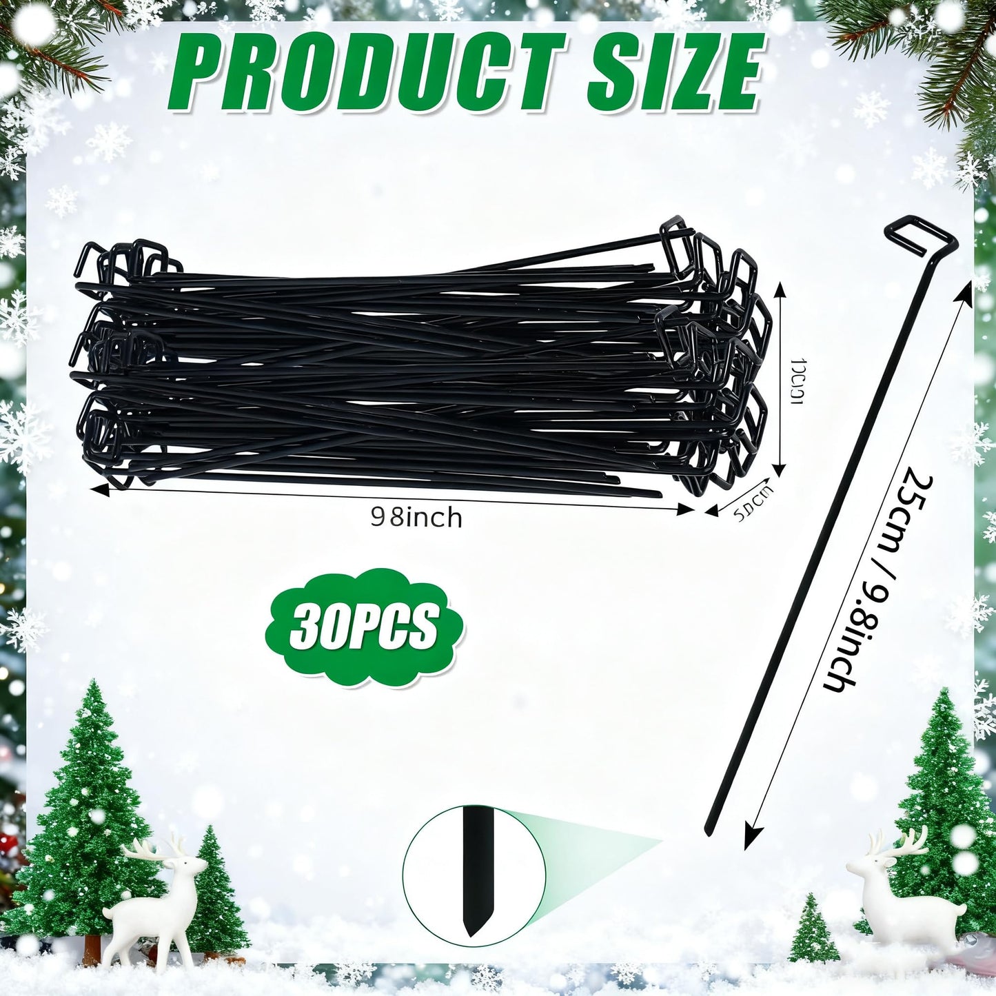 Bylion 30 Pack Metal Christmas Light Stakes - Outdoor Light Stakes - 9.8 Inch Christmas Yard Stakes for C7 C9 Universal Yard Lawn Stakes for Holiday Lights Use on Garden Lawn Patio Path Walkway