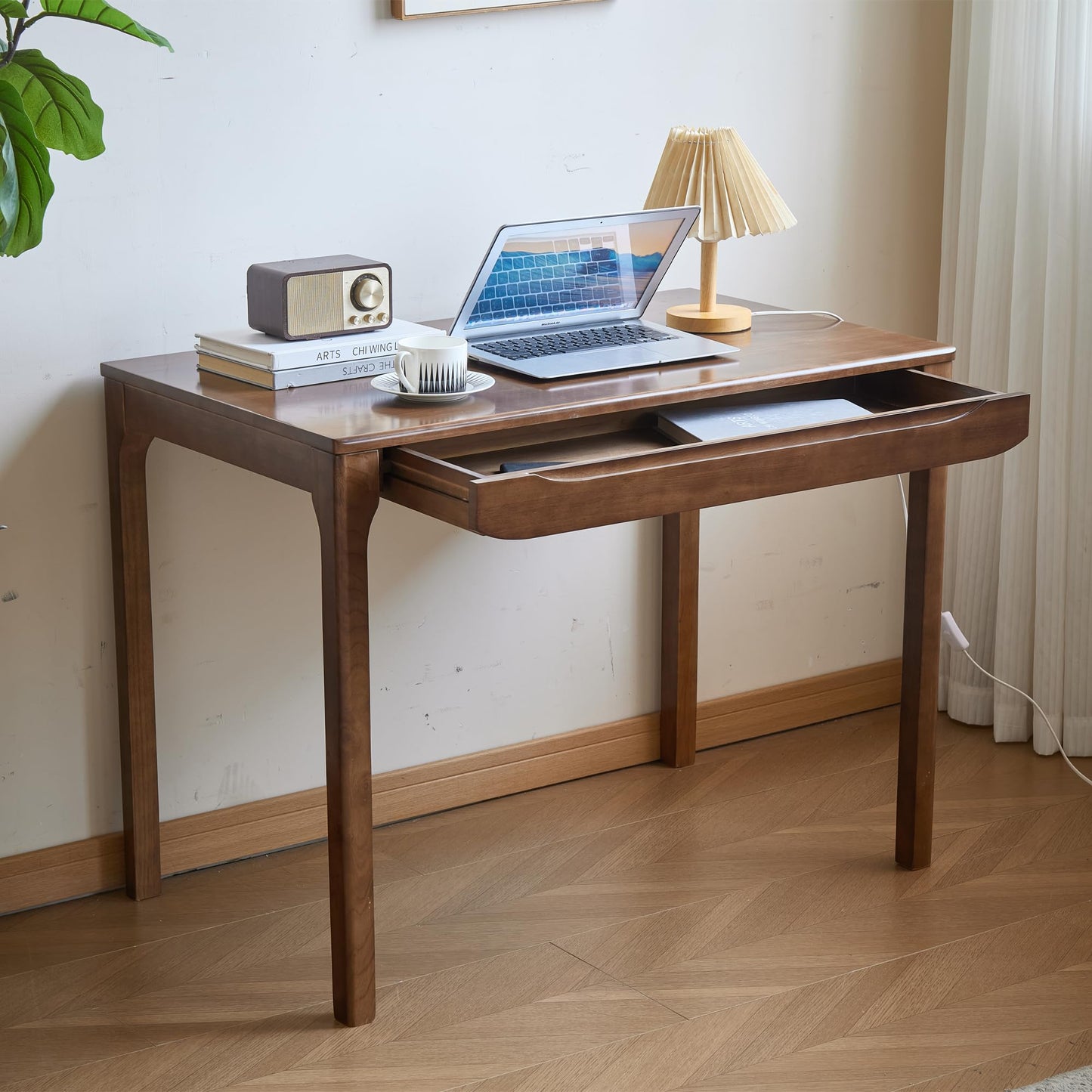VIZBMYR Widen Solid Wood Desk with Drawers,39"X24" Wood Writing Desk for Small Space,Student Computer PC Desks,Home Desks for Work,Gaming Study Desk for Bedroom Escritorios Desk Table (Walnut, 39“)