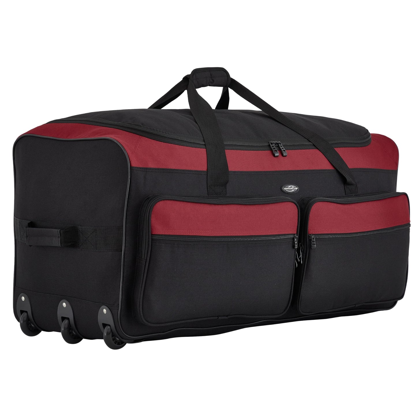 Travelers Club 36" Asgard 3-Wheel Rolling Duffel Bag ,Black and Red