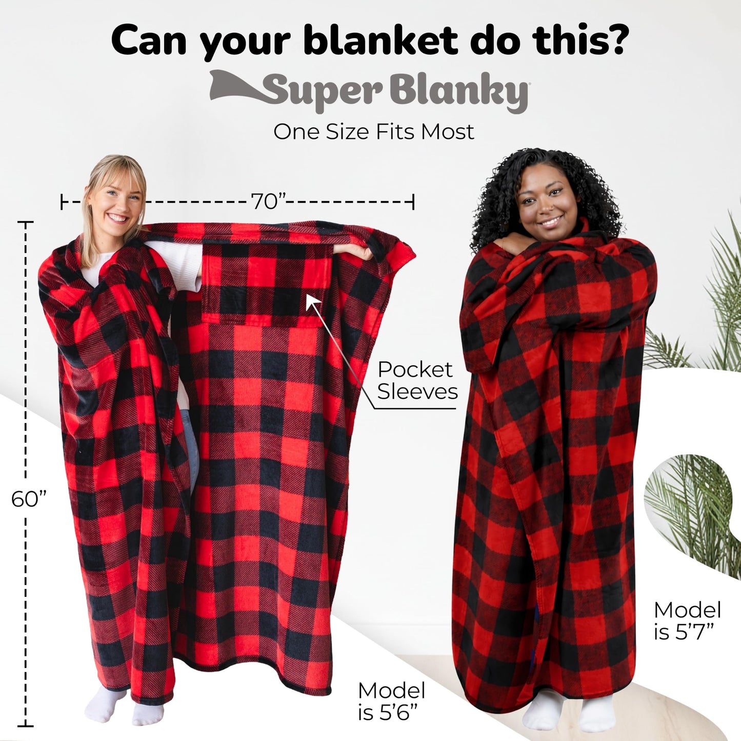 Super Blanky Wearable Blankets for Women, Comfy Wearable Blanket Men, Cozy Gifts for Women, Dorm Room Essentials, Graduation Gift for Her Girlfriend, Gifts for Wife Birthday Gift Ideas, Red Checkered