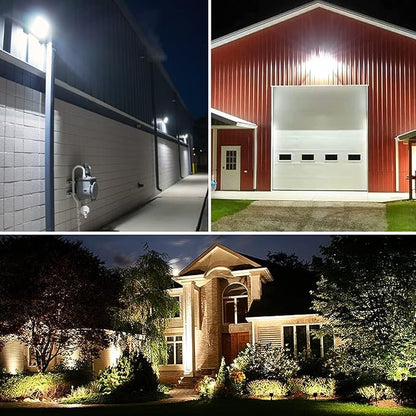 80W Outdoor LED Flood Light with 1/2" Knuckle Mount (Plate Included), 5000K Daylight 9600LM 120V, UL Waterproof LED Security Flood Lighting