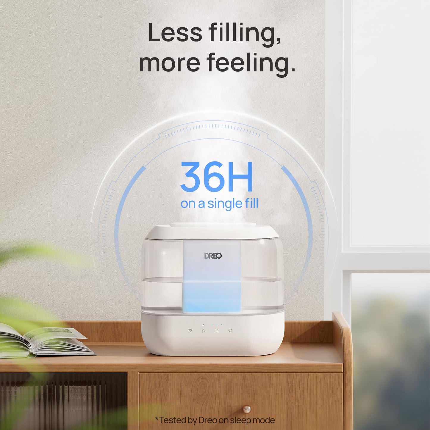 Dreo Humidifiers for Bedroom, 4L Top Fill for Large Room, 36H Runtime, 28 dB Quiet Supersized Cool Mist Air Humidifier for Baby Nursery, Plants, Indoor, Night Light, Easy to Clean & Fill