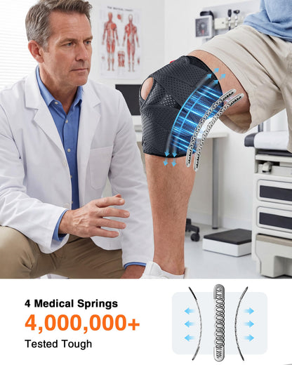 changenow Upgraded Medical-Grade Knee Brace for Women and Men,[Ultra Breathable & V-Straps] Knee Support with Side Stabilizers,for Meniscus Tear,Knee Pain,Arthritis,MCL,ACL Injuries-Knee Wrap(Large)