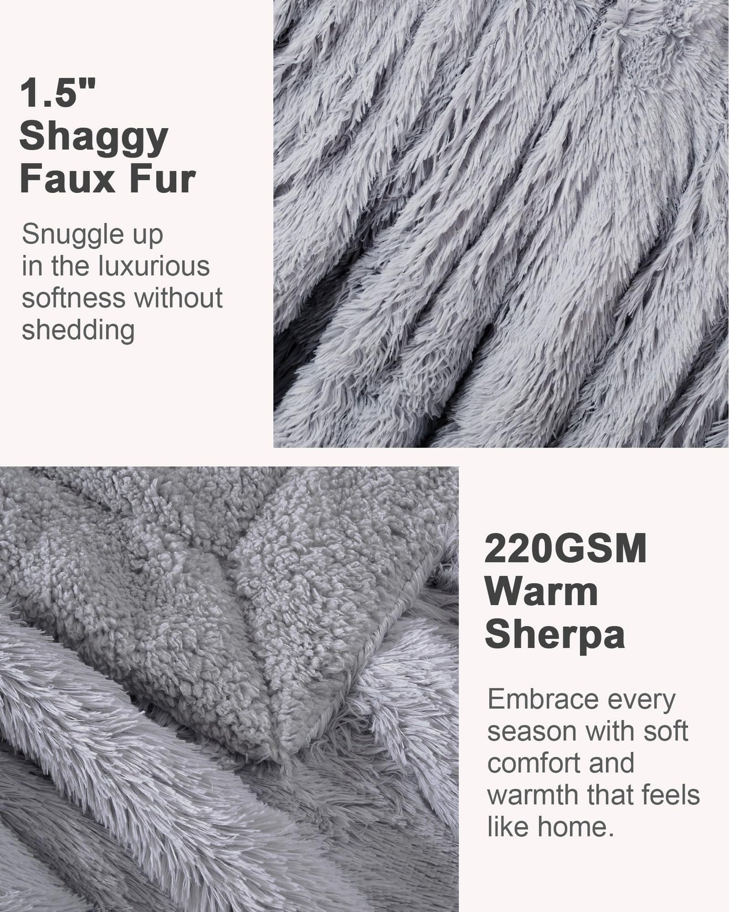 UINIU Super Soft Fluffy Faux Fur Throw Blanket for Couch, Fuzzy Sherpa Fleece Cozy Warm Gifts for Women, Room Decor Christmas Plush Thick Throw for Men, Minky Teen Gifts Winter Bedding, 50" x 60"