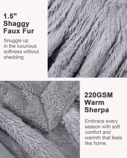 UINIU Super Soft Fluffy Faux Fur Throw Blanket for Couch, Fuzzy Sherpa Fleece Cozy Warm Gifts for Women, Room Decor Christmas Plush Thick Throw for Men, Minky Teen Gifts Winter Bedding, 50" x 60"