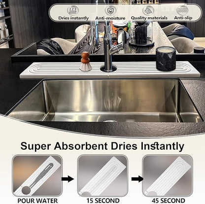 Faucet Mat For Kitchen Sink, Sink Stone Quick Dry Around Faucet, Super Absorbent