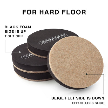 Felt Furniture Sliders Hardwood Floors X-PROTECTOR – 8 PCS 4 3/4 inch Furniture Sliders – Heavy Duty Felt Sliders Hard Surfaces – Move Your Furniture Easily & Safely!