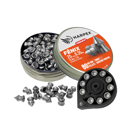 Harpex Fenix Premium .25 Cal Airgun Pellets – Lightweight Precision Lead – High Accuracy for Target Shooting & Small Game – Consistent Performance (25Cal 80ct)