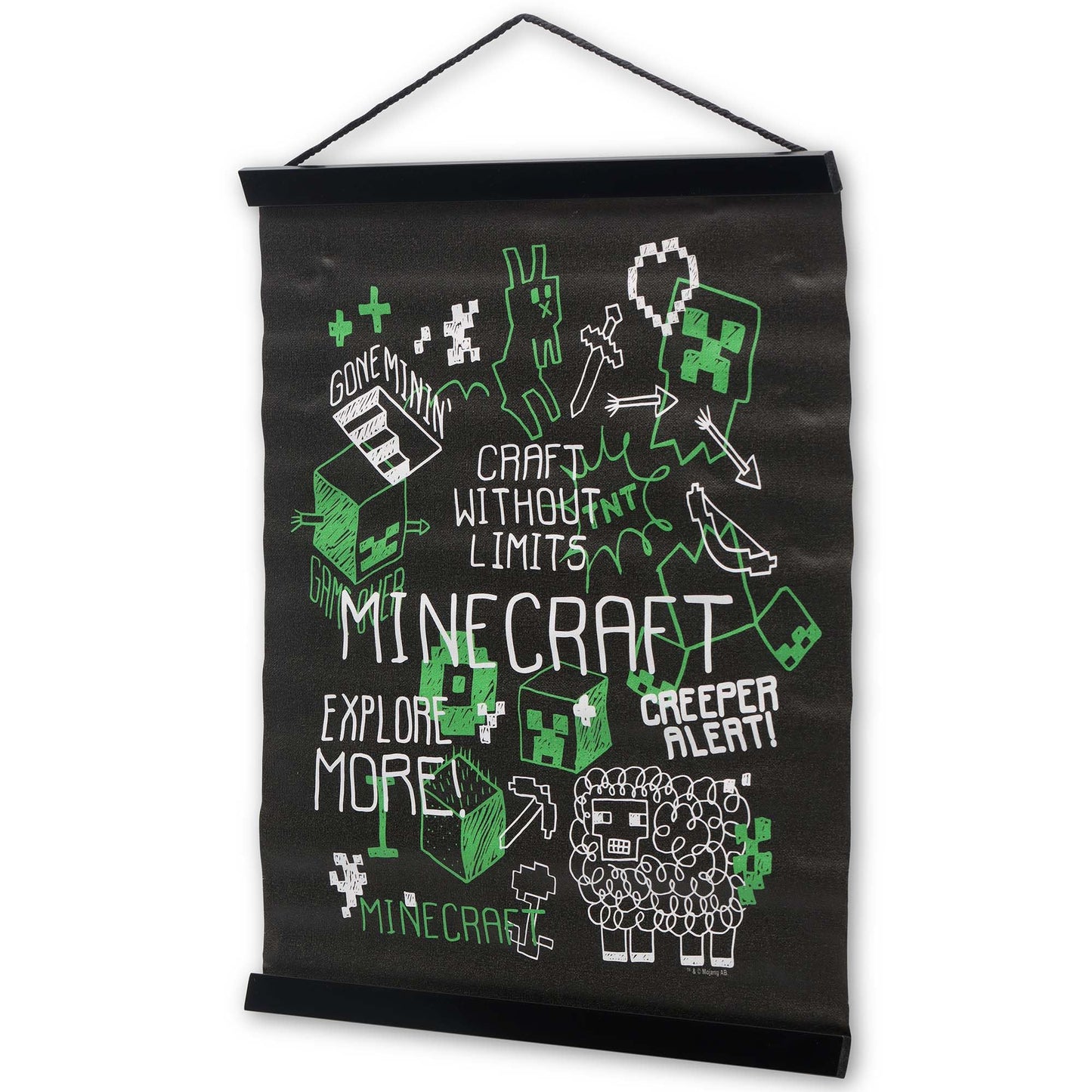 Open Road Brands Minecraft Craft Without Limits Hanging Canvas Banner - Fun Minecraft Wall Decor for Bedroom or Game Room