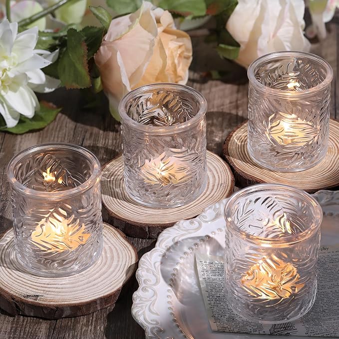 12 pcs Clear Votive Candle Holders, Glass Candle Holders for Home Decor, Tea Light Candle Holder for Wedding Table Centerpiece Decor