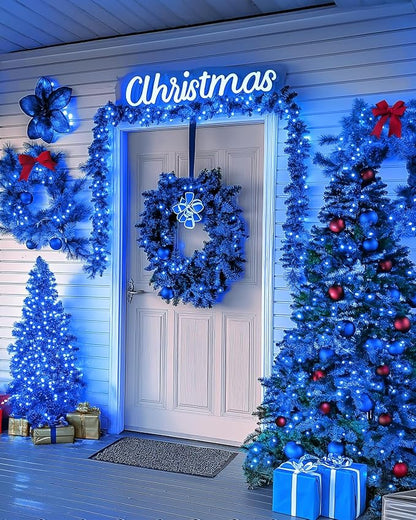 355FT 900 LED Blue Christmas Lights, Extra Long Outdoor String Lights Waterproof, Timer & Memory, 8 Modes Dimmable Plug in Fairy Lights for Outside Tree Wedding Patry Holiday Decorations