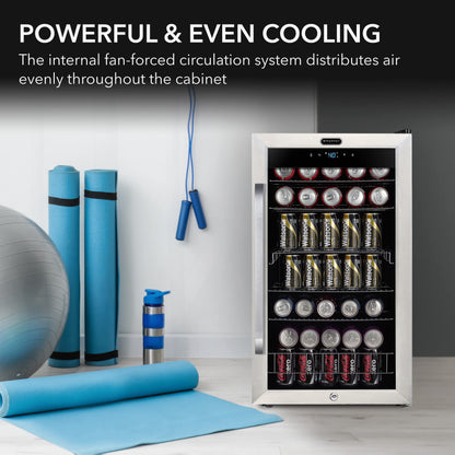 Whynter Beverage Refrigerator with Double-Layer Glass Door, 136-Can Drink Mini Fridge with Lock & Digital Control, BR-1211DS, 3.4 Cubic Feet, Stainless Steel